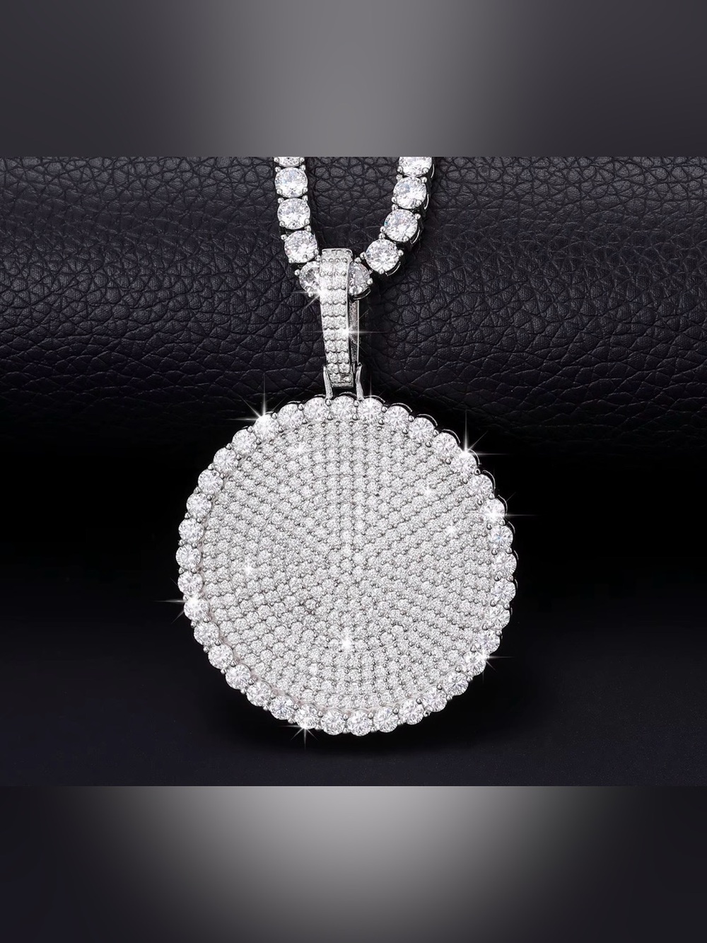 Mini S925 Moissanite Iced Out Round Dog Tag Pendant DTP